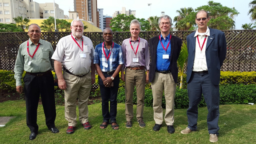 IUFRO-SPDC/WRI training course resource persons from left to right:  Promode Kant (India) ), John Stanturf (US Forest Service), Ernest Foli (Forestry Research Institute of Ghana), Michael Kleine (IUFRO-SPDC), Lars Laestadius (World Resources Institute), Bastiaan Louman (CATIE)  